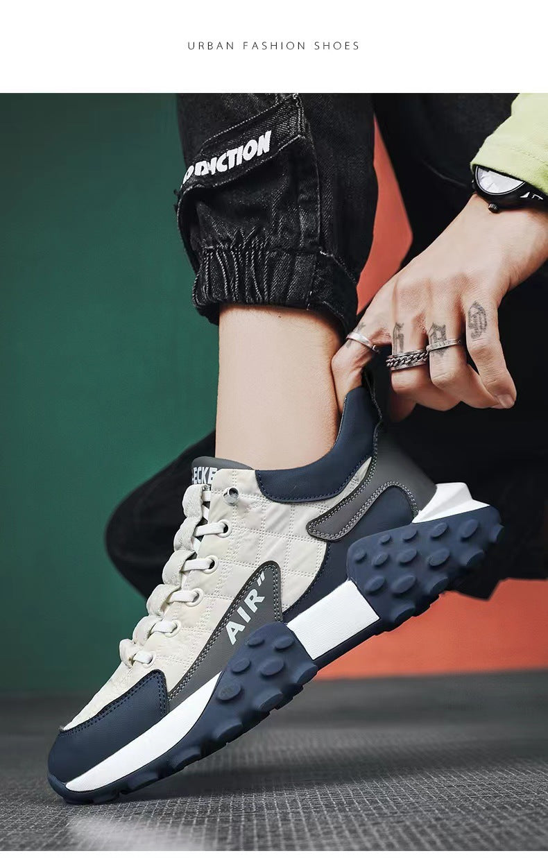 Neue koreanische Version der Low-Top-Laufschuhe, trendige rutschfeste Papa-Schuhe mit dicker Sohle, atmungsaktive Sportschuhe