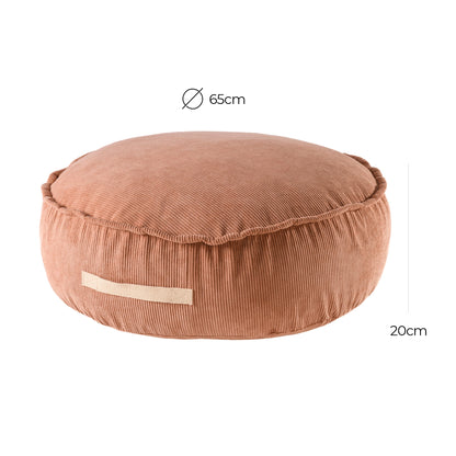 MeowBaby® Cord-Pouf rund – Designer-Sitzgelegenheit für Kinder – Ziegelrot - Lomi Kids Shop