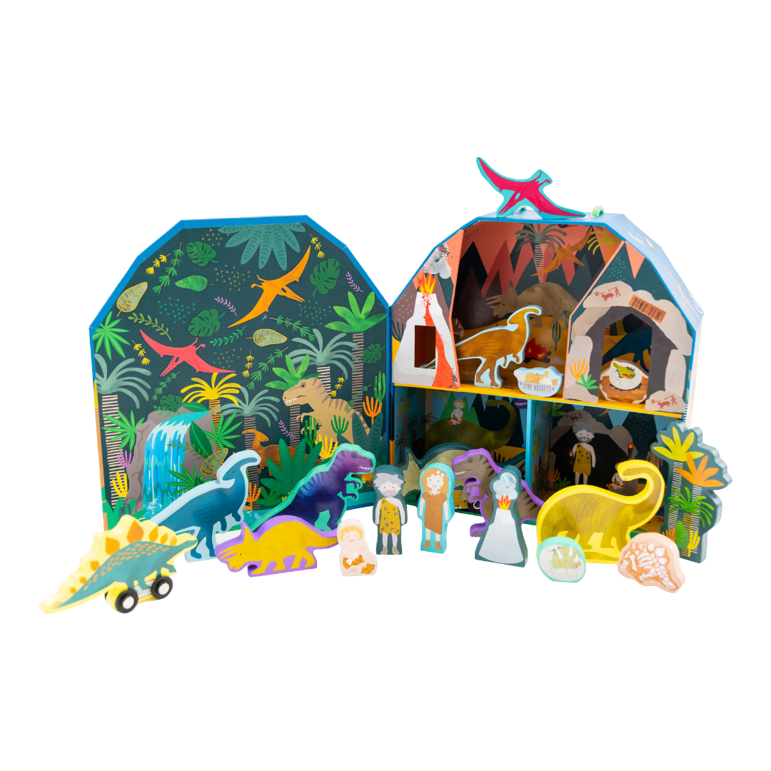 Spielbox mit Holzteilen - Dinosaurier - Lomi Kids Shop