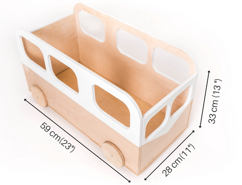 Aufbewahrungsbox für Kinderspielzeug auf Rädern - Bus - Lomi Kids Shop