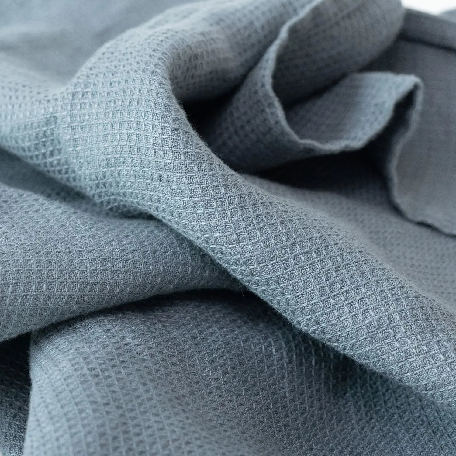 Honeycomb Fine Waffle Towel - Blue Fog