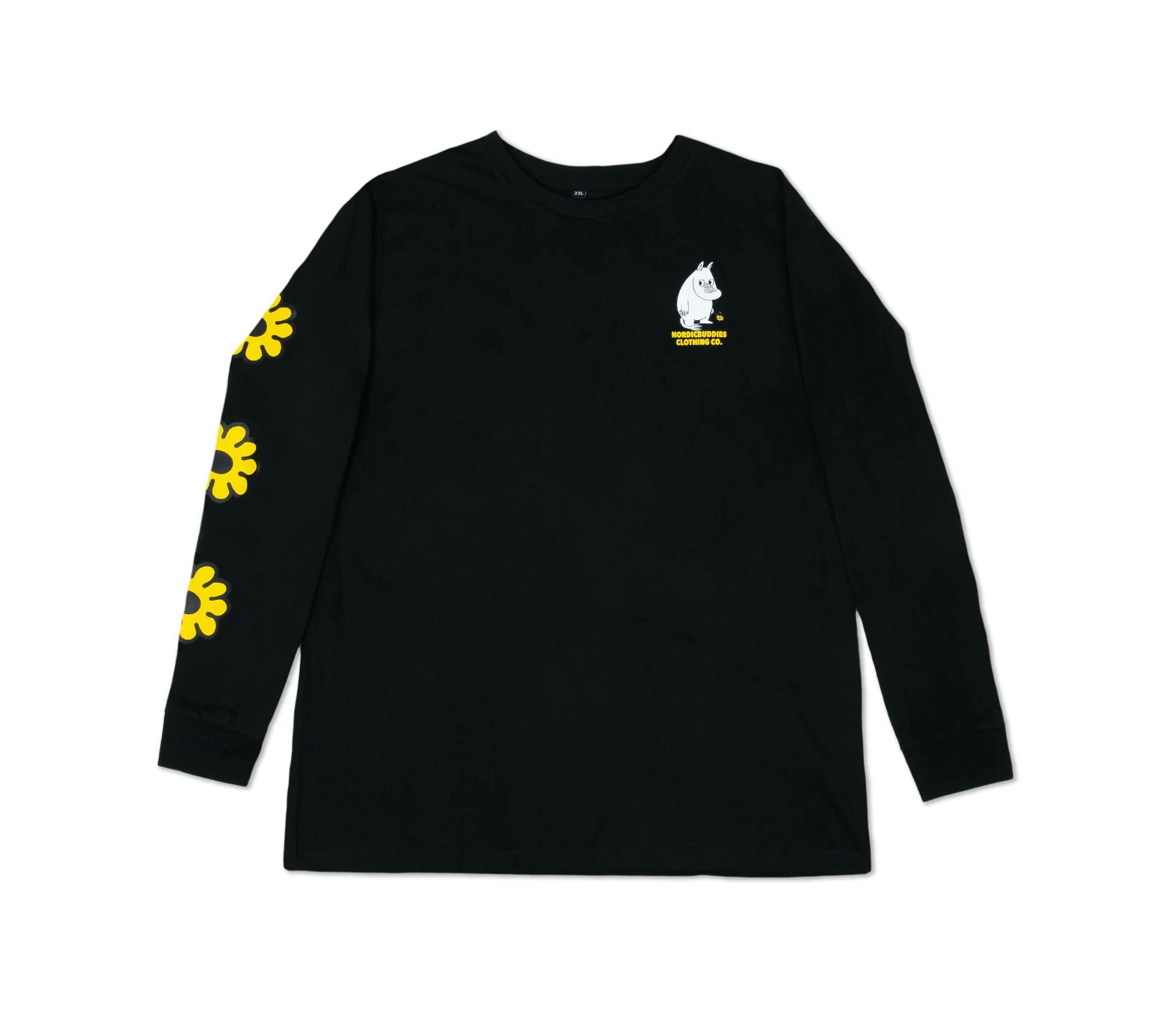 Mumintrolls Blumen Langarmshirt mit Manschettenrippe Unisex - Schwarz - Lomi Kids Shop