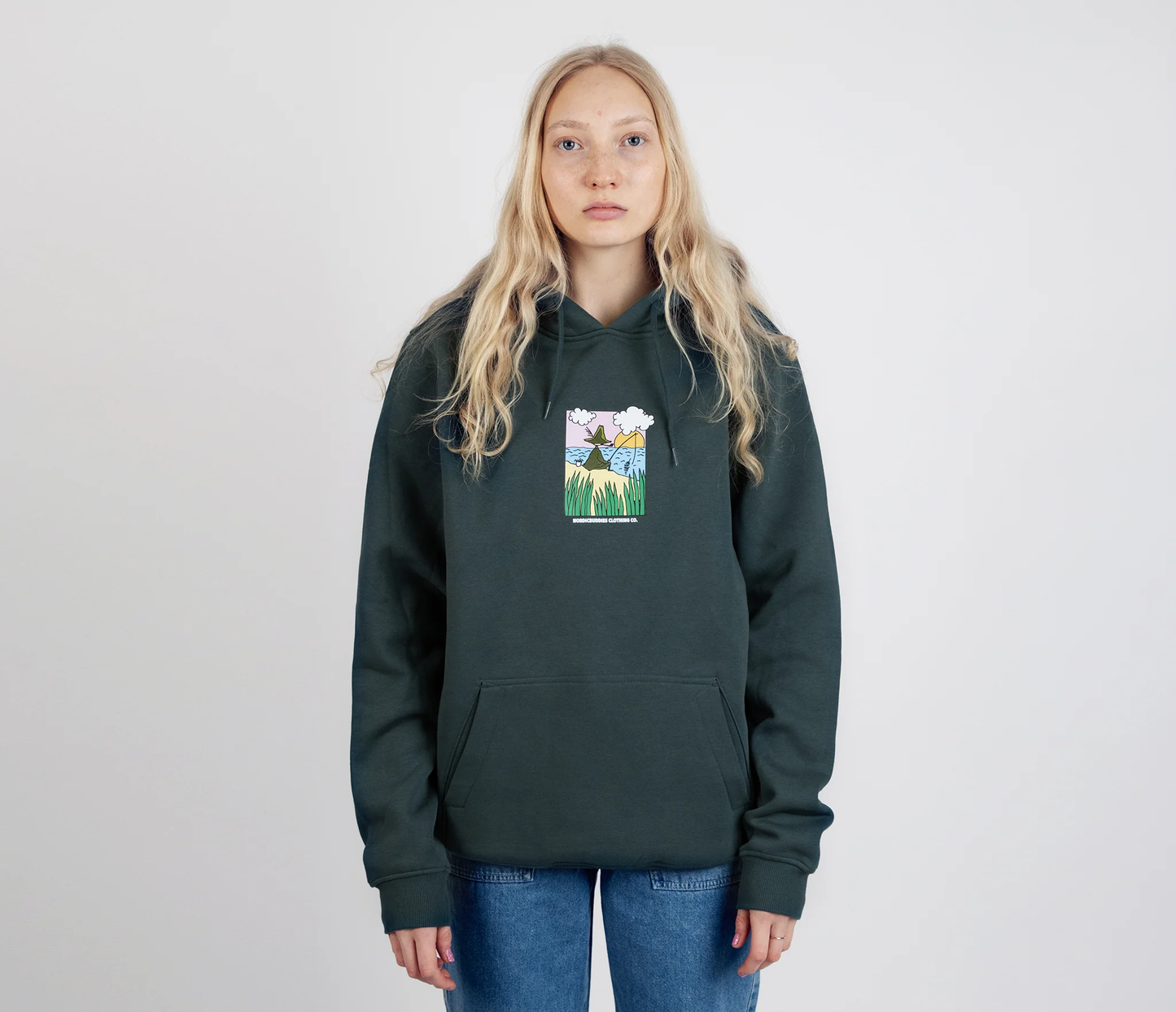 Snufkin Fishing Kapuzenpullover Unisex - Dunkelgrün - Lomi Kids Shop