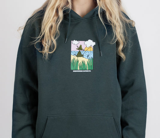 Snufkin Fishing Kapuzenpullover Unisex - Dunkelgrün - Lomi Kids Shop