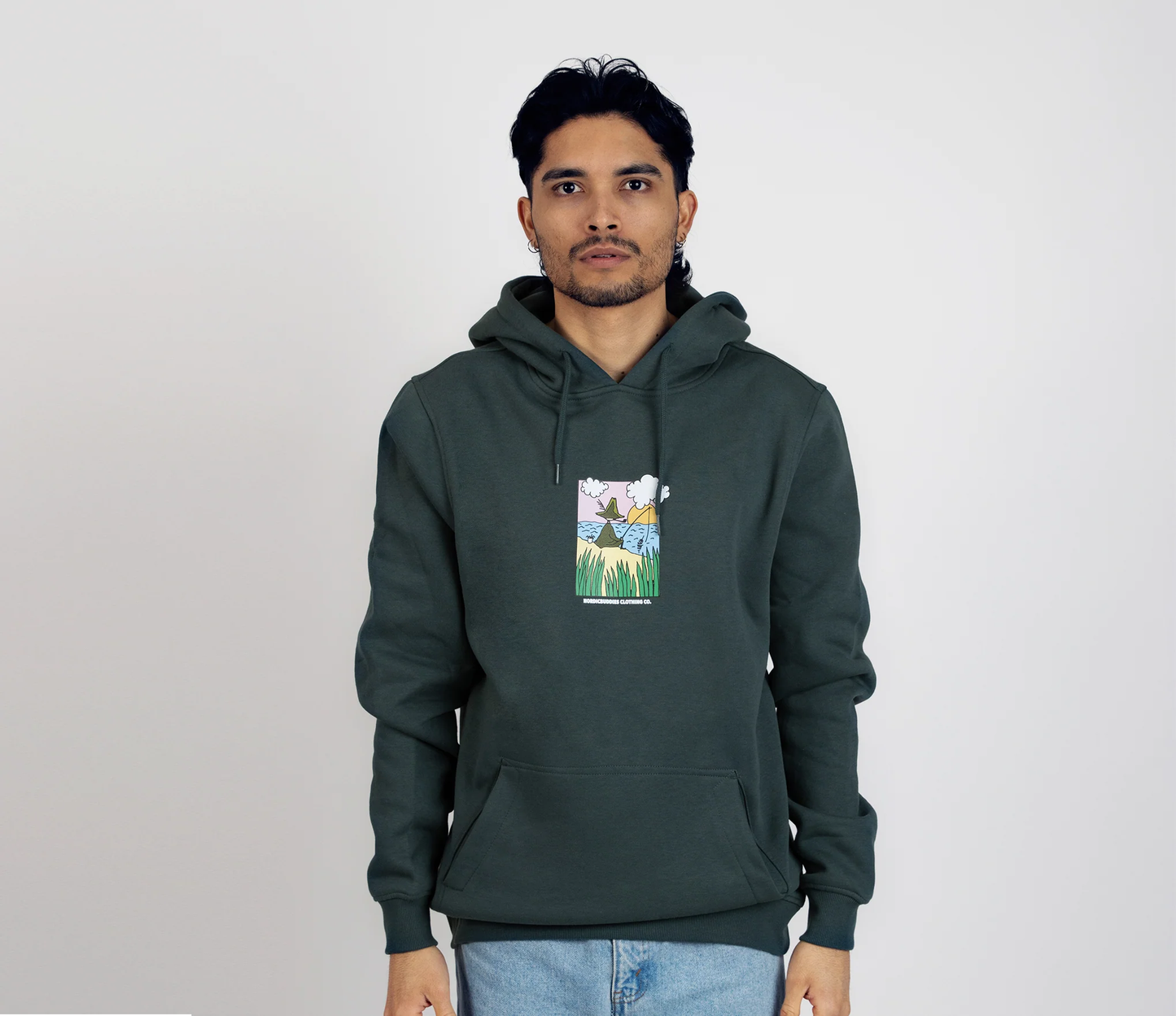 Snufkin Fishing Kapuzenpullover Unisex - Dunkelgrün - Lomi Kids Shop