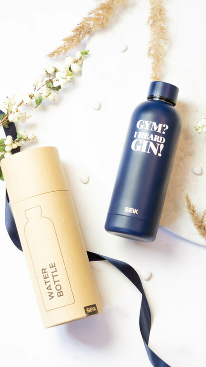 Wasserflasche / Thermoskanne - Gym? I Heard Gin! - Dunkelblau, 500 ml, Edelstahl - Lomi Kids Shop