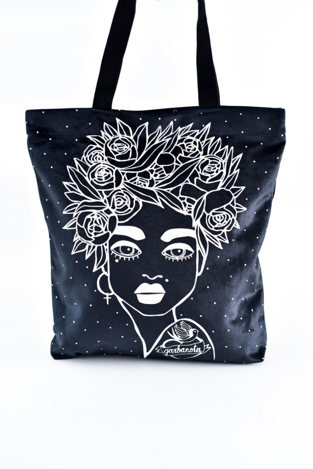 HANDBAG NAOMI WITH FLORAL HAIRCUT - BLACK